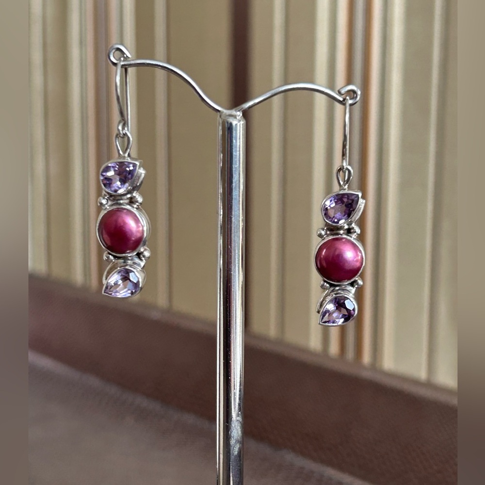 Silver and amethyst earrings